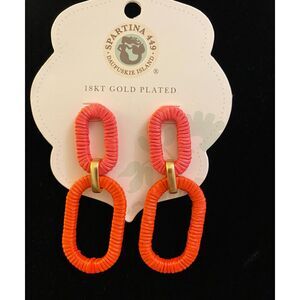 Spartina 449 Straw Link Earrings Red 18KT Gold Plated – NWT